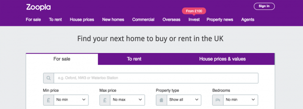 Illustration of the Zoopla.co.uk website.